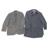 TWO 42R MEN'S GREY SPRING COAT & WOOL BLAZER