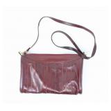RED EELSKIN PURSE W/ SYNTHETIC SUEDE LINING
