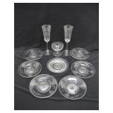LOT OF GLASS SAUCERS & DRINKING GLASSES