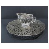 SILVERPLATE TRAY & CREAMER W/ SILVERPLATE OVERLAY