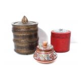 THREE LIDDED STORAGE CANISTERS
