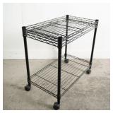 BLACK METAL 2 TIER ROLLING CART