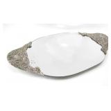 ELEGANCE MIRRORED TRAY W/ SILVERPLATE HANDLES