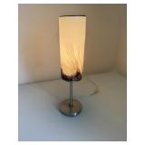 CONTEMPORARY METAL TABLE LAMP W/GLASS SHADE