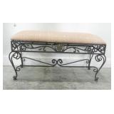 UPHOLSTERED WROUGHT IRON BENCH WITH CUSHION