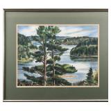 GRACEY - LAKESIDE LANDSCAPE WITH PINE TREES