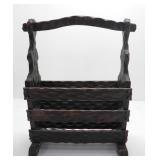HAND-CARVED WOODEN MAGAZINE RACK