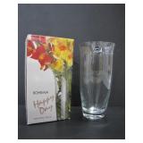 BOHEMIA CRYSTAL 'HAPPY DAYS' VASE IN ORIGINAL BOX