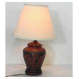 LEAF-PATTERN VASE LAMP WITH CHINESE-STYLE BASE