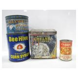 LOT OF 4 TIN CANS
