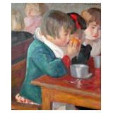 Pierre Villain, Oil Painting of Girls at Lunch