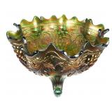 Fenton Grape Cable/Persian Medallion Green Bowl