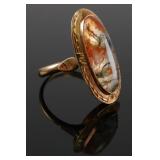 14k Gold Ring w Wispy Gemstone Cabochon