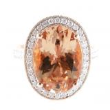 MORGANITE 14k Gold Ring w Diamonds