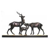 French Art Deco Buck, Doe & Fawn Statue