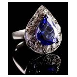 Designer TANZANITE & Diamond 14k WG Ring