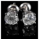 1.31 Carat Diamond Solitaire Earrings