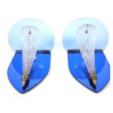 (2) Art Deco Glass Acanthus Sconce Shelves