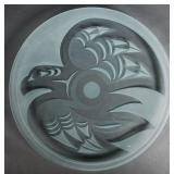 Etched Art Glass Charger, Thunderbird