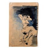 MANUEL ROBBE, Ink & Blue Pencil Drawing