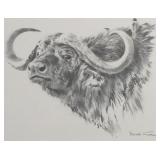 DONALD GRANT, Charcoal Drawing Buffalo