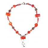 Vintage Red Coral Chunk & Sterling Necklace