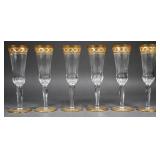 ST LOUIS "THISTLE" 6 Crystal Champagne Flutes