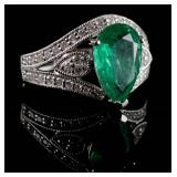 Emerald & Diamonds Platinum Ring
