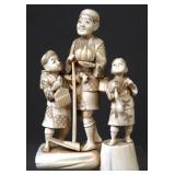 Antique Japanese Carved Ivory Figural Group