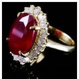 12 Carat Ruby & Diamonds 14k YG Ring