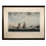 18C Engraving, British Navy in Havana Cuba