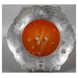 Art Nouveau Silverplate & Cut Glass Dish