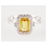 Yellow Sapphire & Diamond 18K Gold Ring