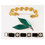 3 David Andersen Sterling Enamel Jewelry Pcs