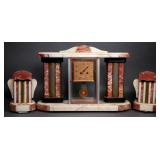 Art Deco Period Marble Clock & Garnitures