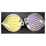 (2) STIG LINDBERG, Gustavsberg Faience Leaf Dishes