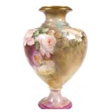 American Belleek Hand Painted Floral Vase