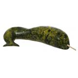Inuit Narwhal Carving, Green Soapstone