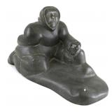 Eskimo Stone Carved Statue of an Inuit Man