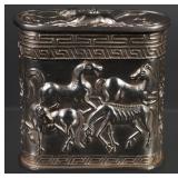 Chinese Silver Opium Box, Horses