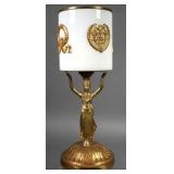 French Art Glass Figural Ormolu Boudoir Lamp