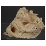 Japanese Ivory Okimono Man with Fish