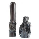 Two Signed Japanese Boxwood Okimono