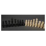 Antique Carved Ivory & Horn Chess Set