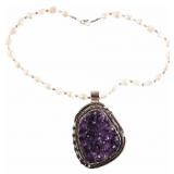 Pearl Sterling Silver Amethyst Necklace