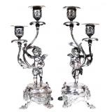 Pair of Silverplate Cherub Candlesticks