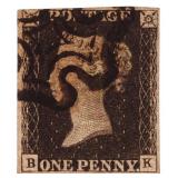 1840 Penny Black, Great Britain, 4 Margins