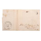 Allentown PA Unstamped Postal Cover, 1849