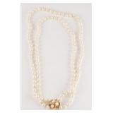 Pearl Double Strand Necklace 14k Gold Clasp