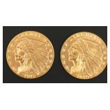 COIN: GOLD 1910 & 1912 INDIAN $2-1/2